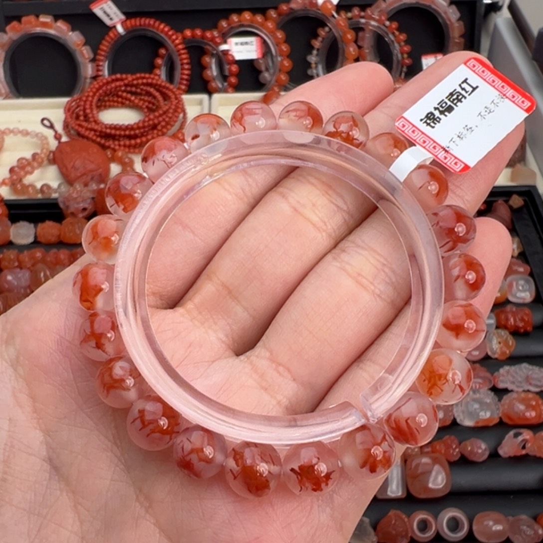 南红玛瑙未镶嵌颈饰毕业级冰飘水草花单圈卡8+