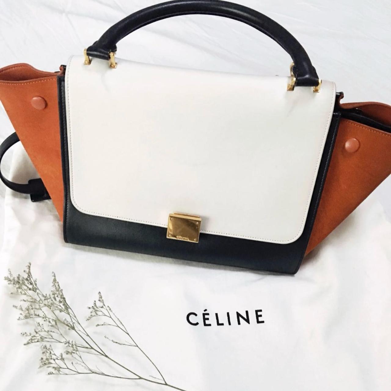 95新 Celine/思琳 大吉中古/Celine瑟琳拼橘秋千包
