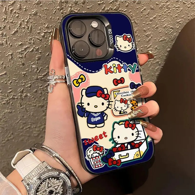 彩银IMD蓝色凯蒂猫手机壳适用苹果/华为/荣耀/VIVO/OPPO/小米红米