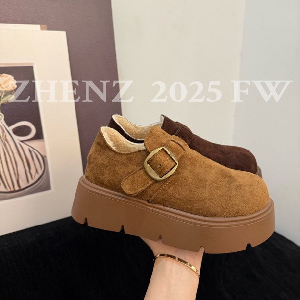 ZHENZ—5厘米厚底加绒勃肯保暖2025新款冬季雪地靴乐福鞋博肯棉鞋