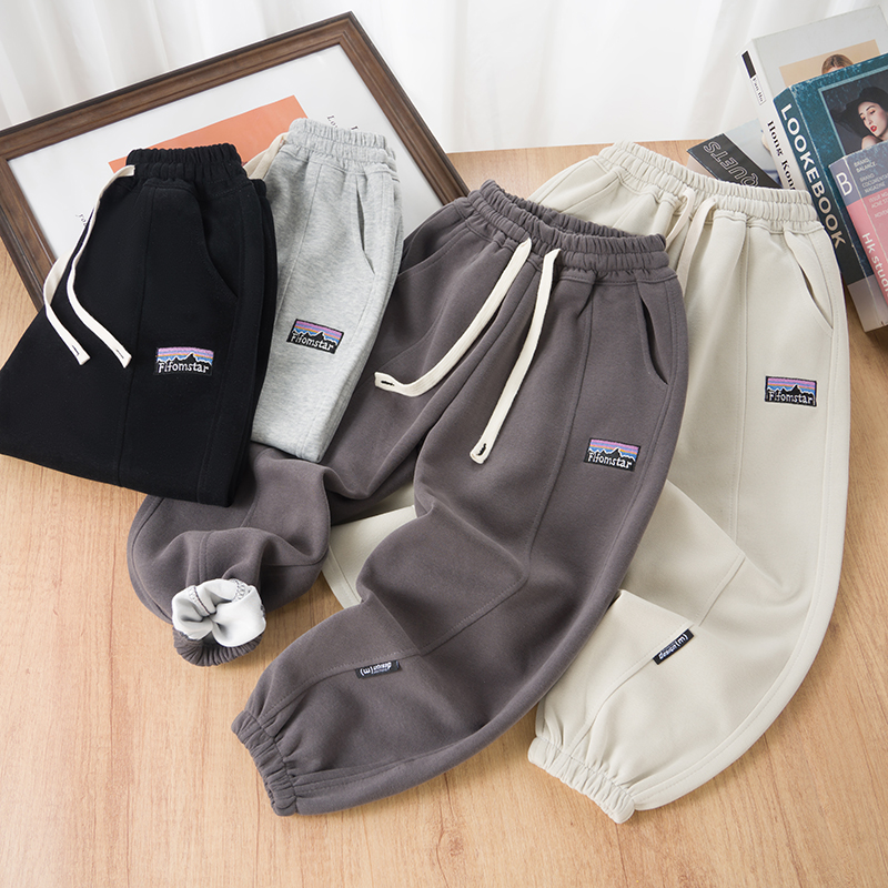 男童裤子2025春秋新款儿童运动洋气刺绣长裤男孩休闲裤中大童卫裤