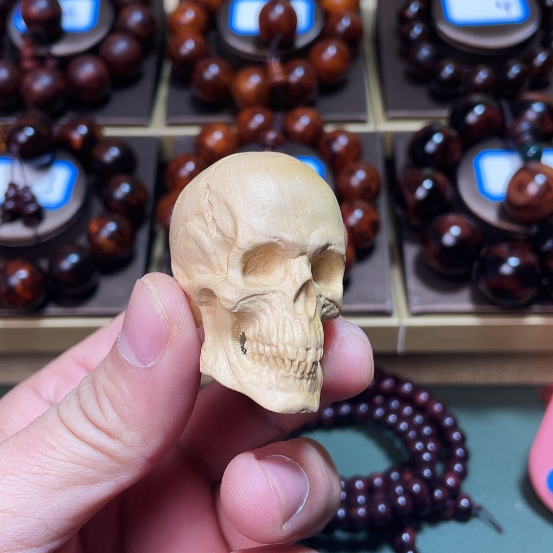 黄杨木5厘米骷髅头