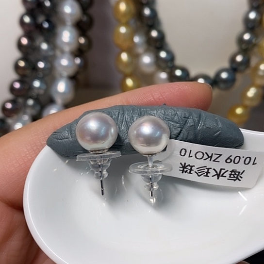 银S925镶嵌海水珍珠耳饰10.09