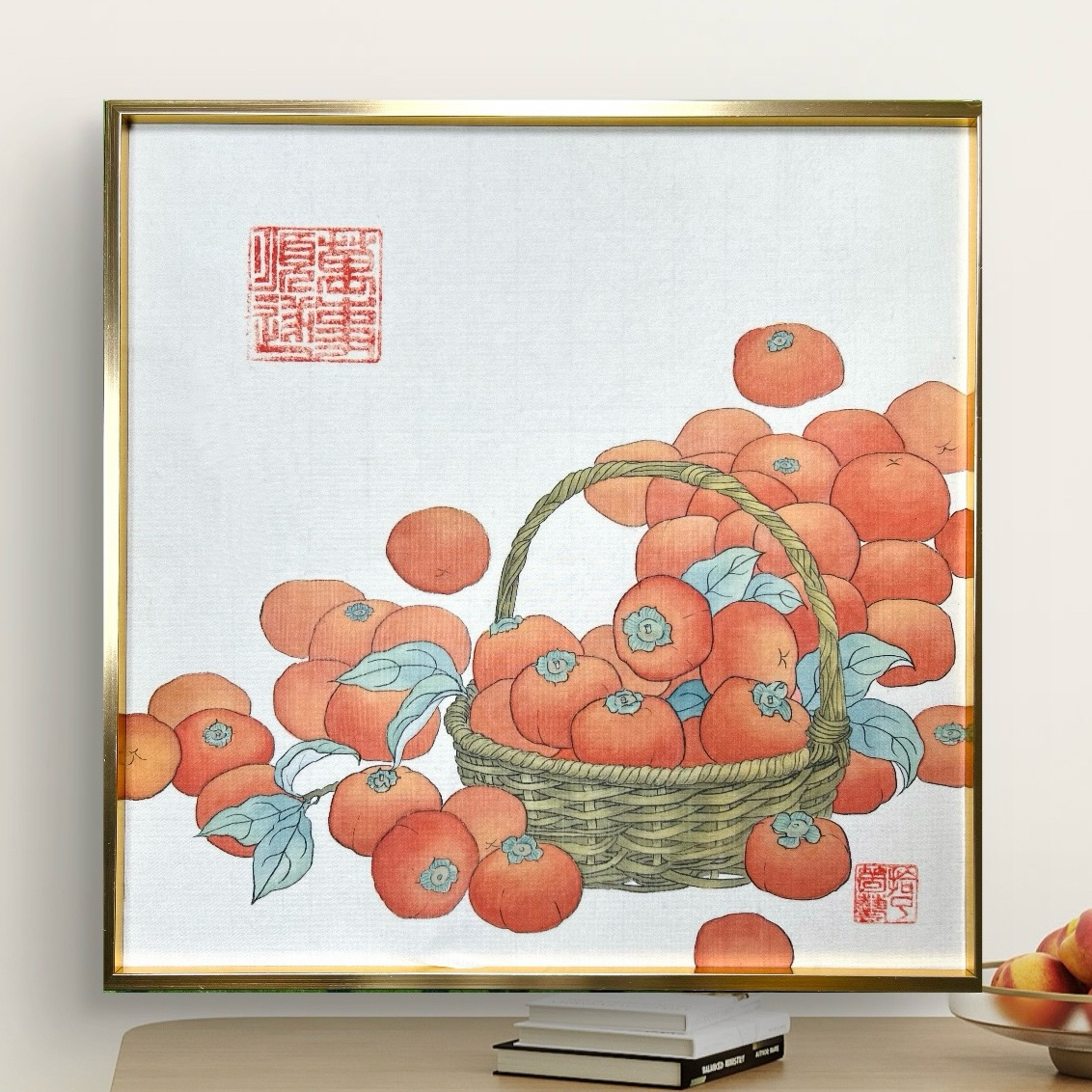 原创【万事顺遂】-绢画工笔-方6寸（挂摆）：25cm*25cm