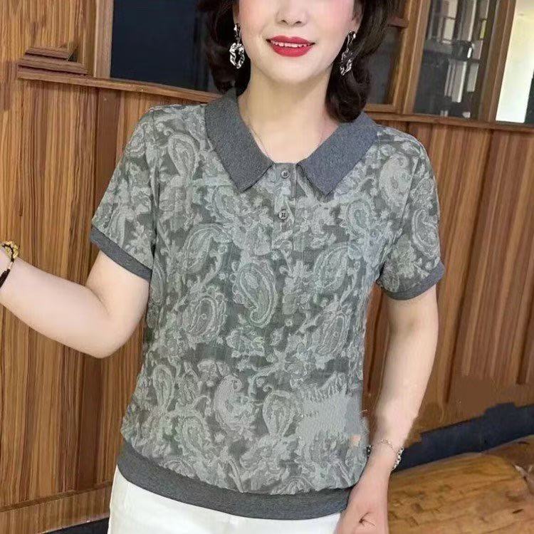 纤梦依-2025夏季新款轻薄翻领透气时尚短袖