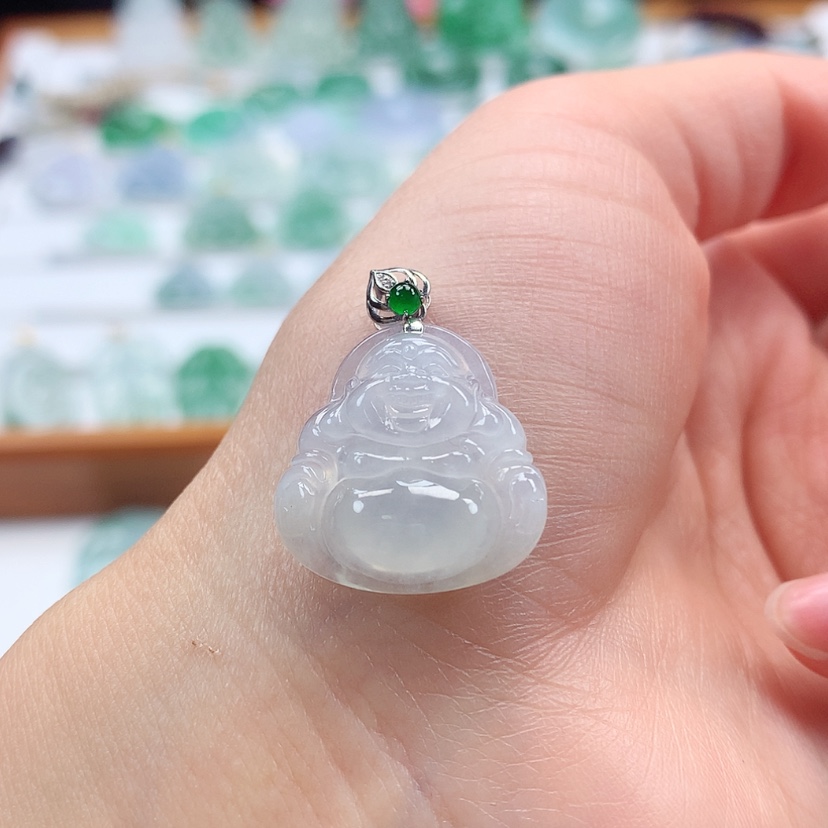 【闪购商品】翡翠吊坠(赠链)18K金镶嵌