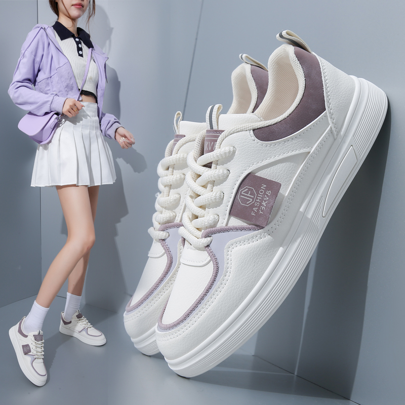 网/皮面小白鞋女2025夏季新款爆款百搭透气运动平底软底网面板鞋