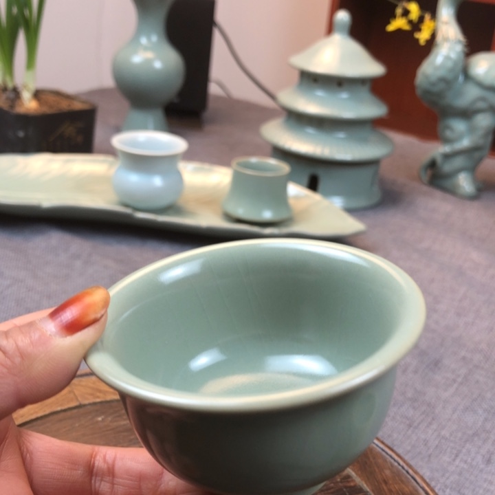 瓷片仿古全手工压手杯