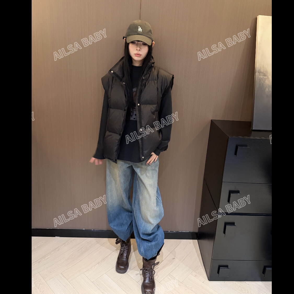 【AILSA BABY】欧货立领摁扣90白鸭羽羽马甲/111702A