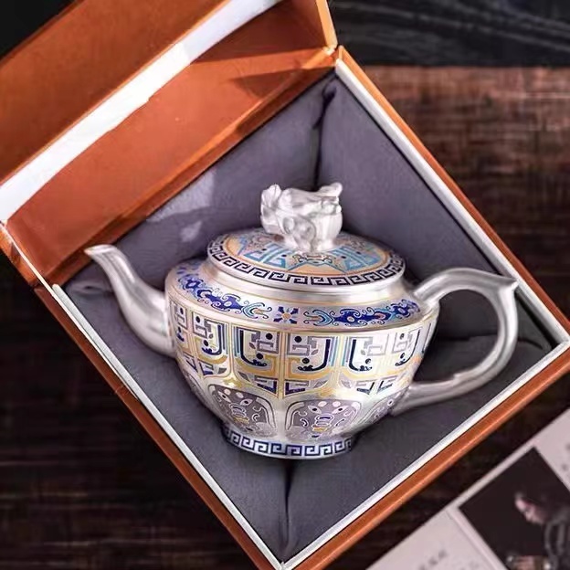银山社 龙腾四海银壶  礼盒S8