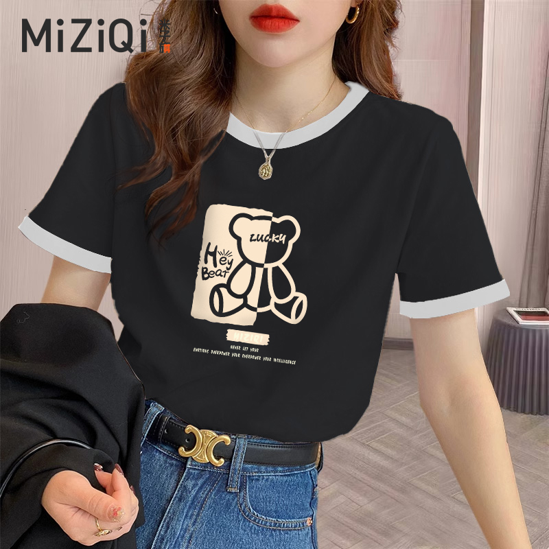 2025新款白色纯棉夏季短袖T恤爆款时尚短袖洋气上衣雅丹风长袖T恤