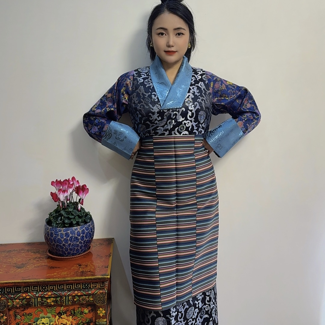 高端传统藏地锦裳浮光锦缎博拉三件套（衬衫绑典颜色自选备注）