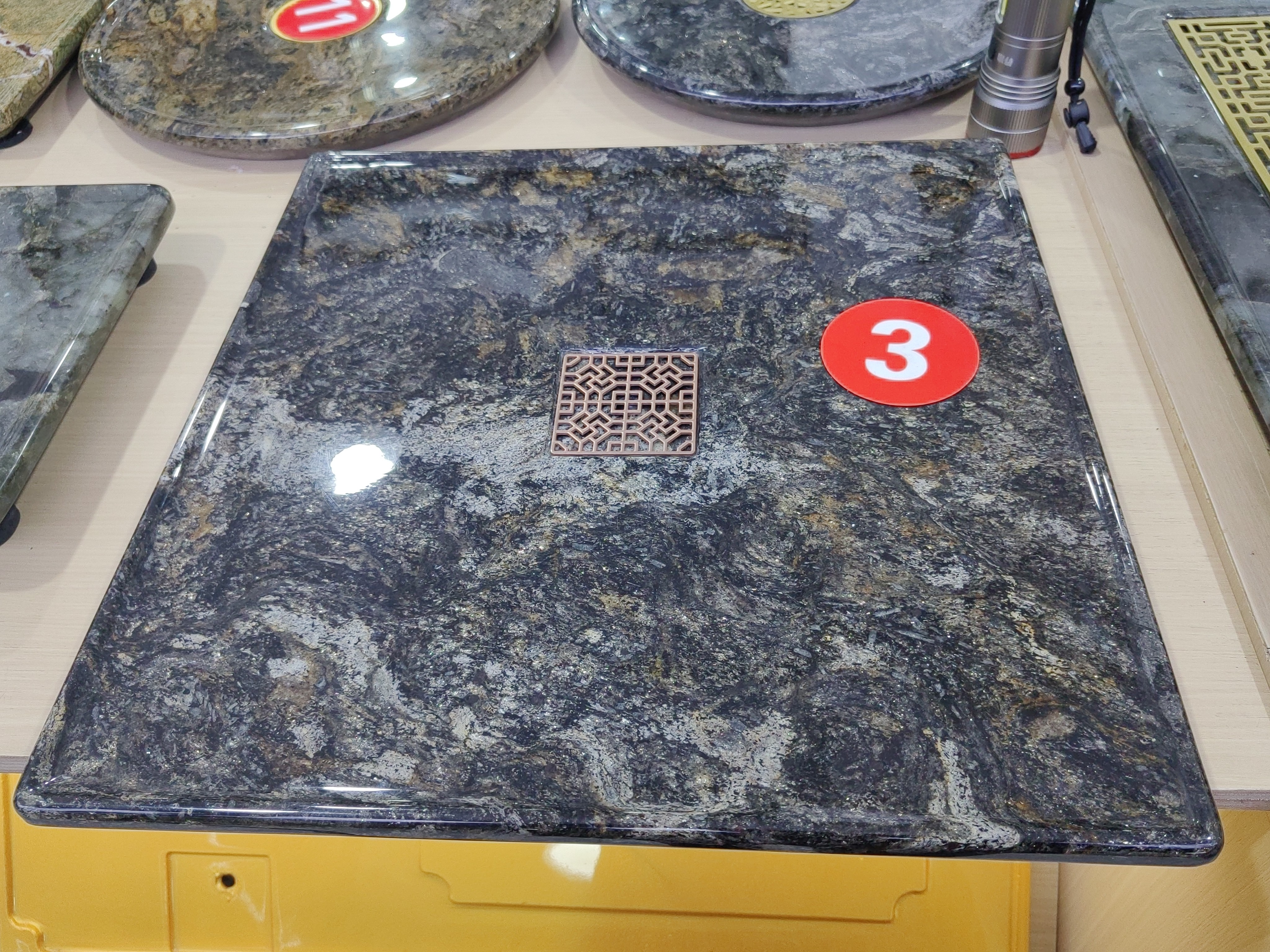 3号铂金钻湿泡复古正方形排水茶盘家用规格45X45