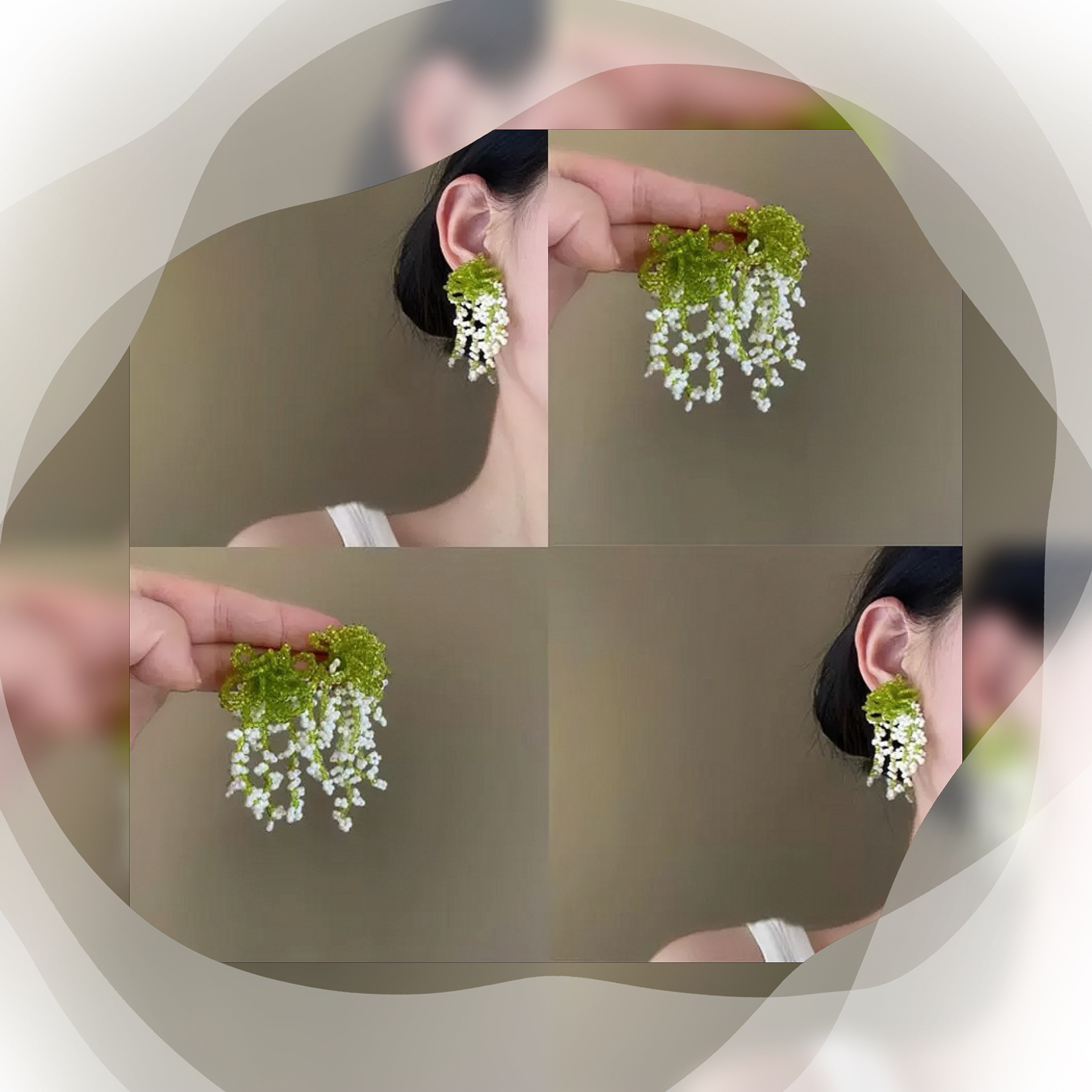 染冉 铜合金耳饰 【雨打梨花】耳饰花朵流苏森系度假风春夏B-01