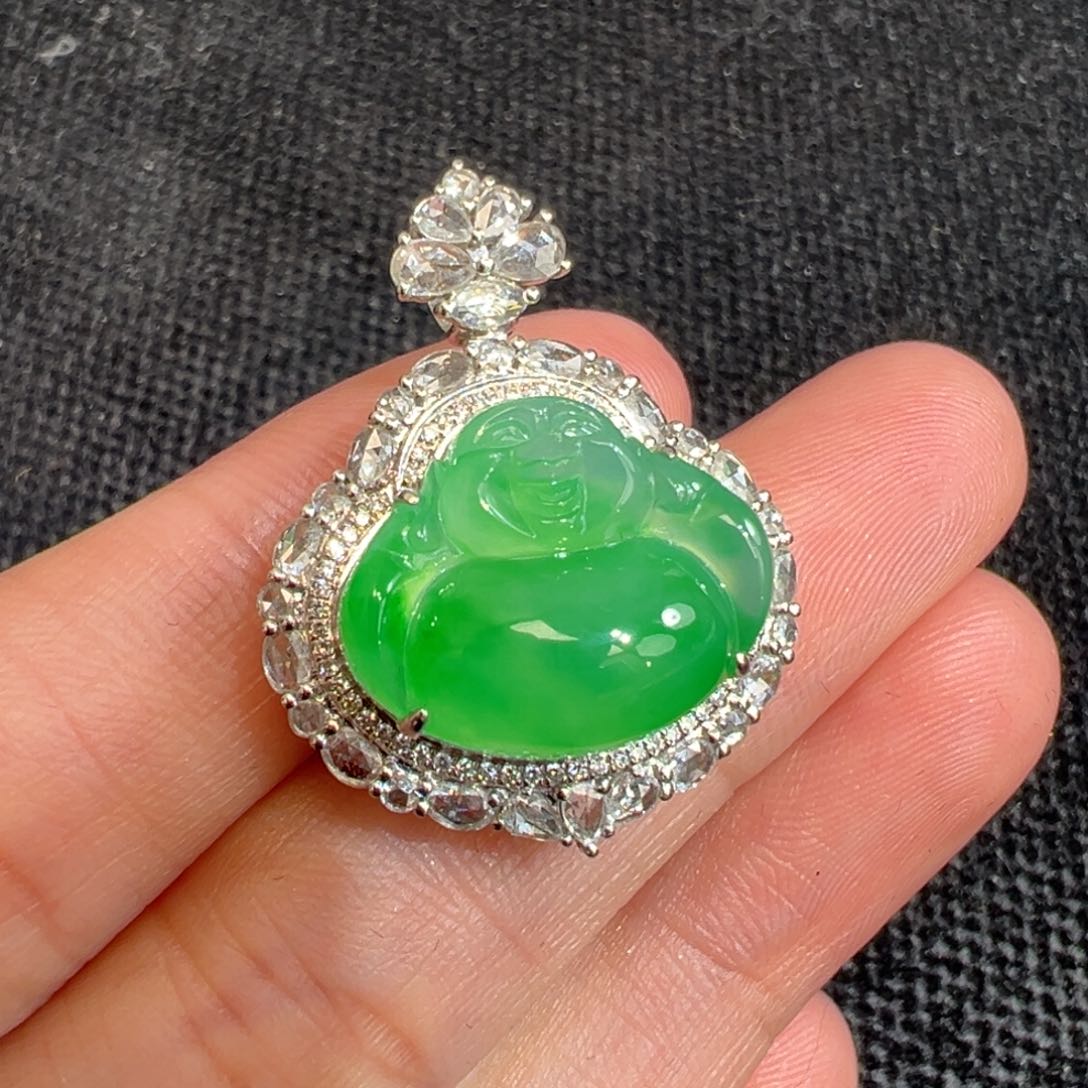 翡翠吊坠(不含链)18K金镶嵌翡翠