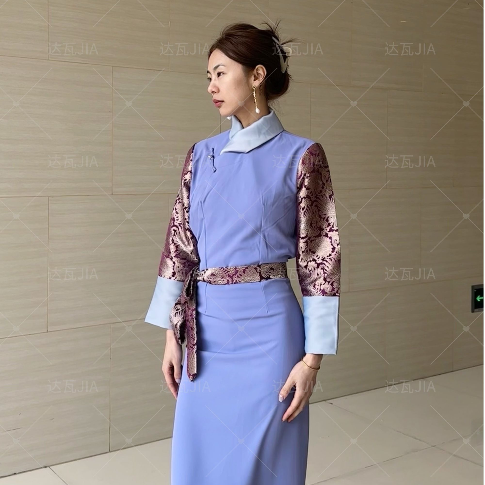 25款复古印花西藏服女士气质立领假两件藏族长裙民族风
