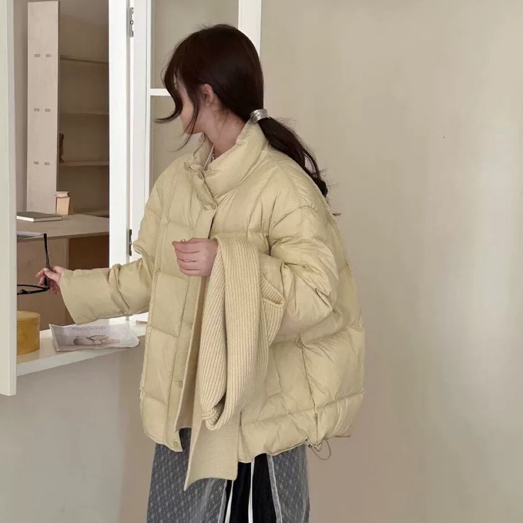 时尚设计感休闲保暖羽绒服外套2025韩版立领宽松连帽短款面包服女