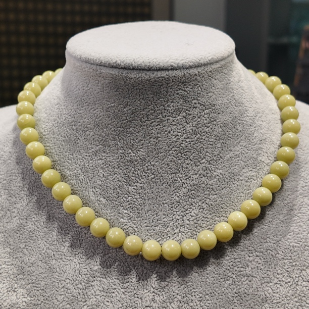 岫玉卡10圆珠项链吊坠