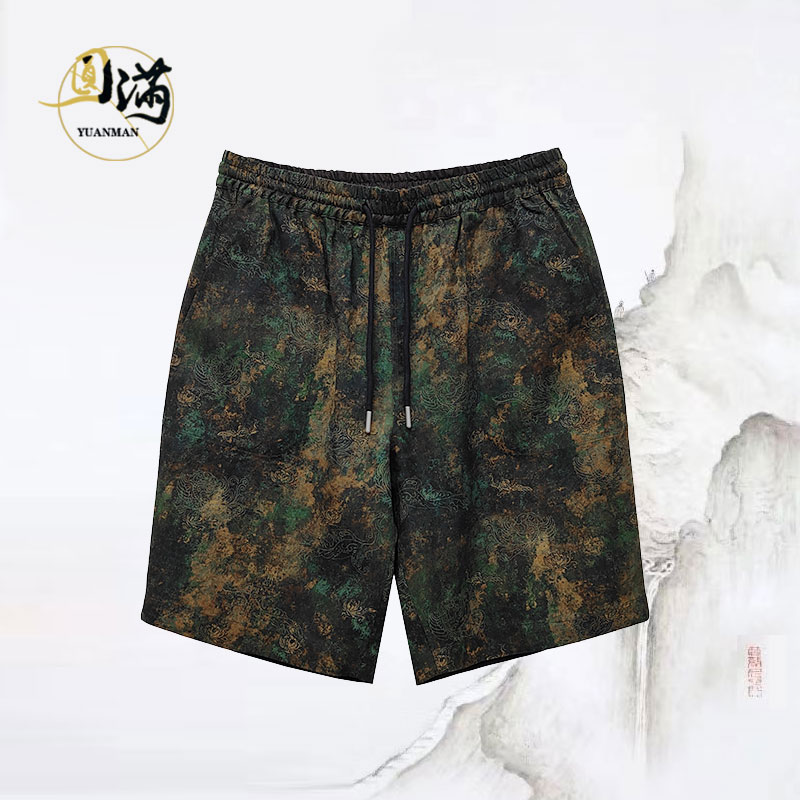 [圆满香云纱]桑蚕丝提花缎红云纱双穿休闲宽松短裤DK5405ZS