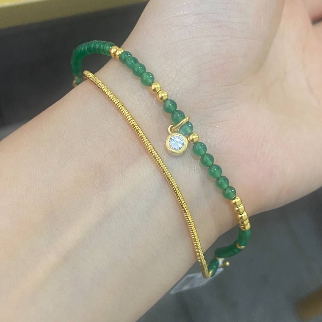 绿色珠珠双圈手串 足金999