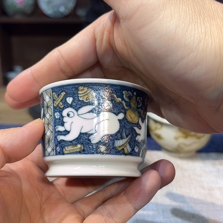 聴***月瓷杯子秞里金兔杯