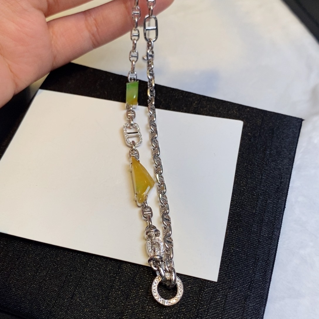 翡翠颈饰18K金镶嵌设计款万能百搭链