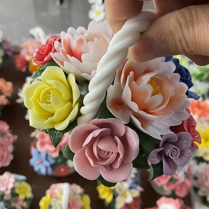 瓷片纯手工陶瓷花摆件2