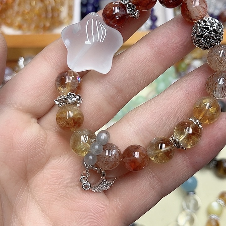 水晶手链未镶嵌黑金超黄塔晶