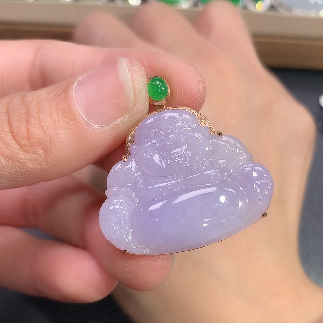 翡翠吊坠(赠链)18K金镶嵌