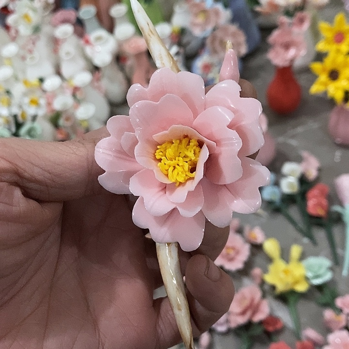 瓷片纯手工陶瓷花摆件瑕