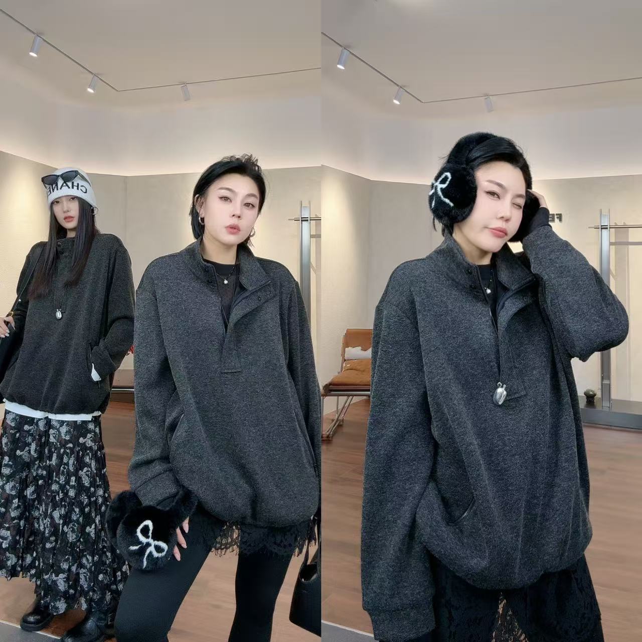 菲林家FL 9152【暮色卫衣】 加绒设计感大版卫衣