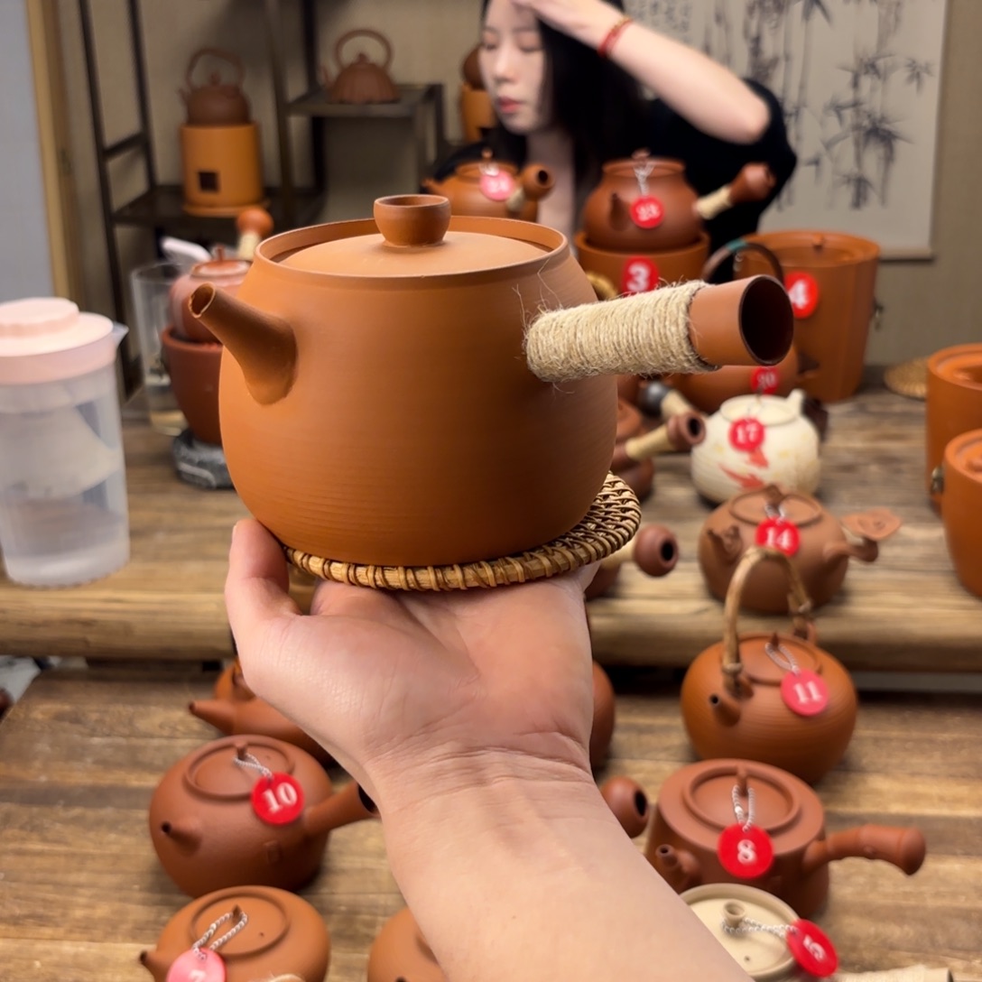 煮水煮茶甘甜 潮州砂铫壶 搭藤垫