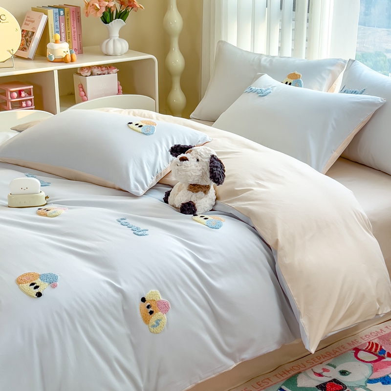 沁晨家居-毛巾绣全棉四件套纯棉卡通三件套被套床单床上用品 -YC