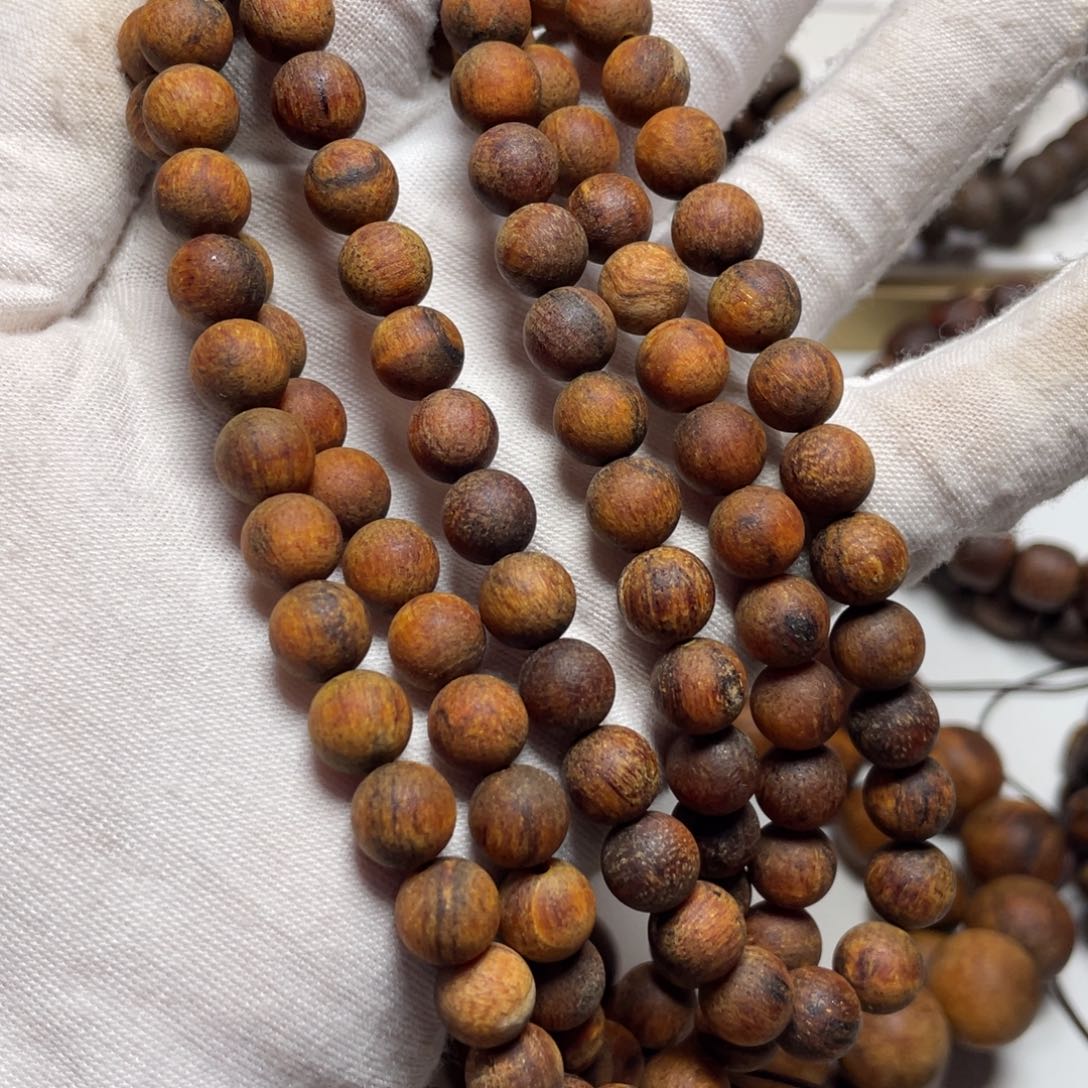 扇子贡木手串定制0.8带白