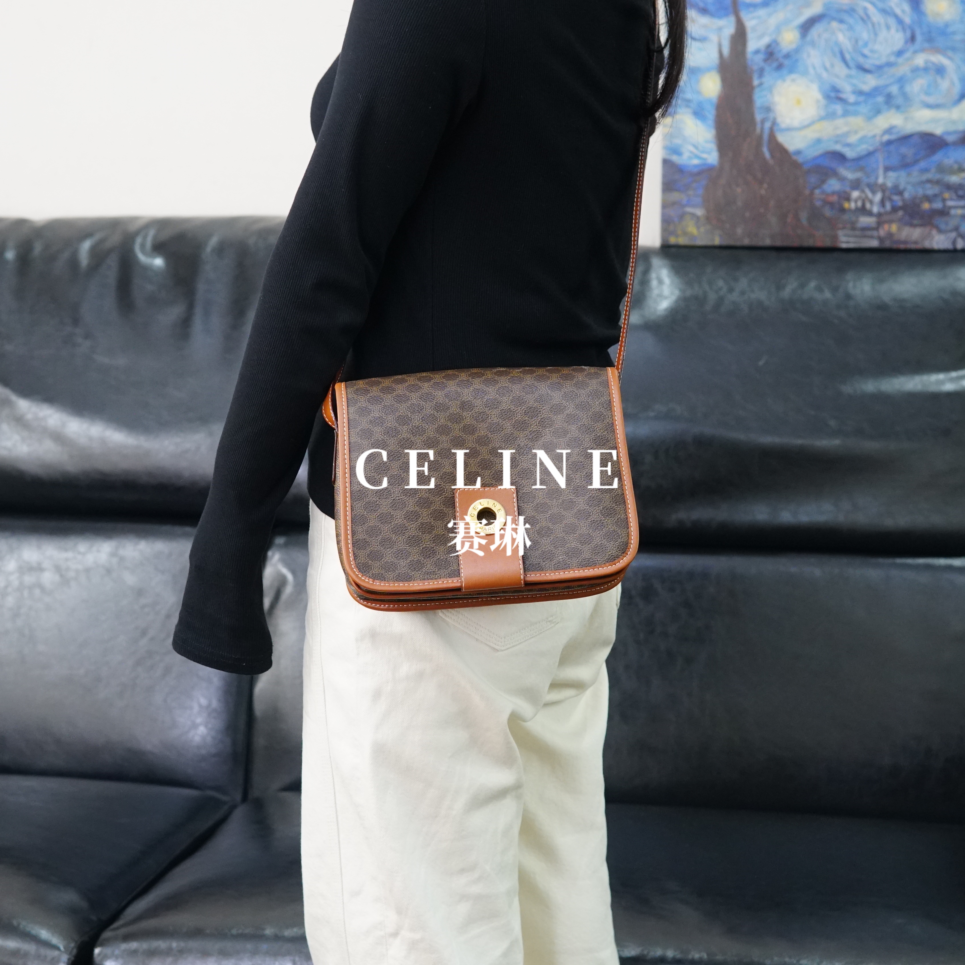 95新 Celine/思琳 老花斜挎包/WJ03622034/2034