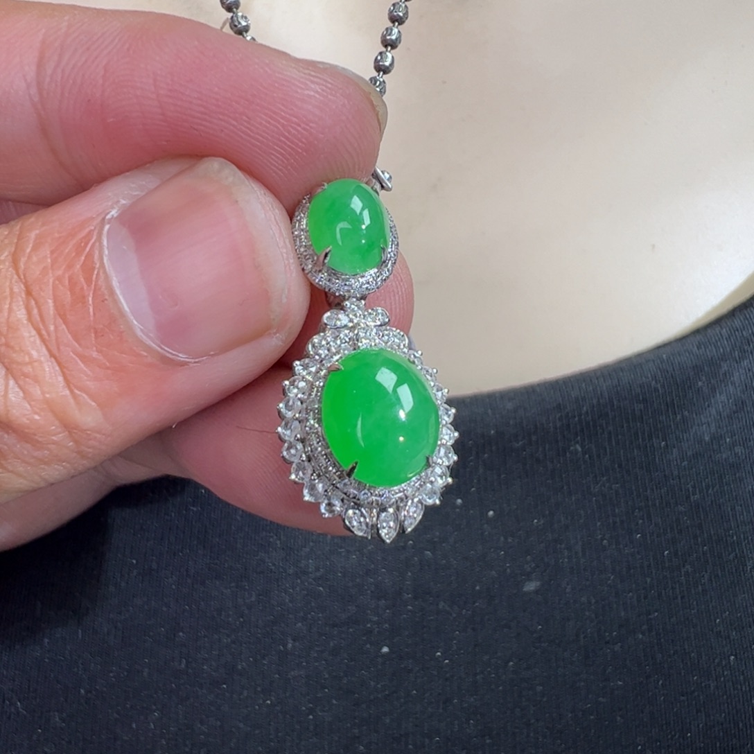 翡翠18K金镶嵌吊坠(不含链)