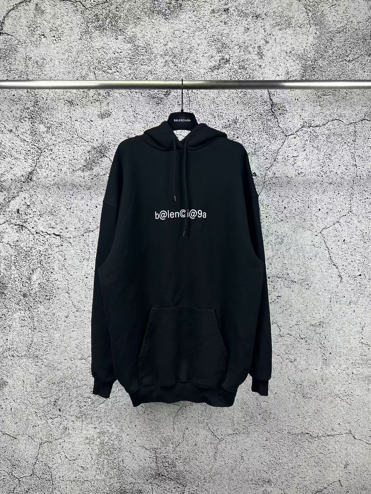 未使用 Balenciaga/巴黎世家 黑邮箱印花帽衫/XS,M码/R0327RN0341