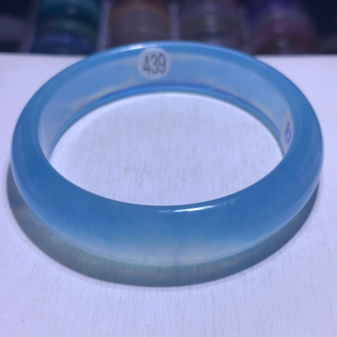 银S925镶嵌水晶手镯海蓝宝圣蓝60.4圈439