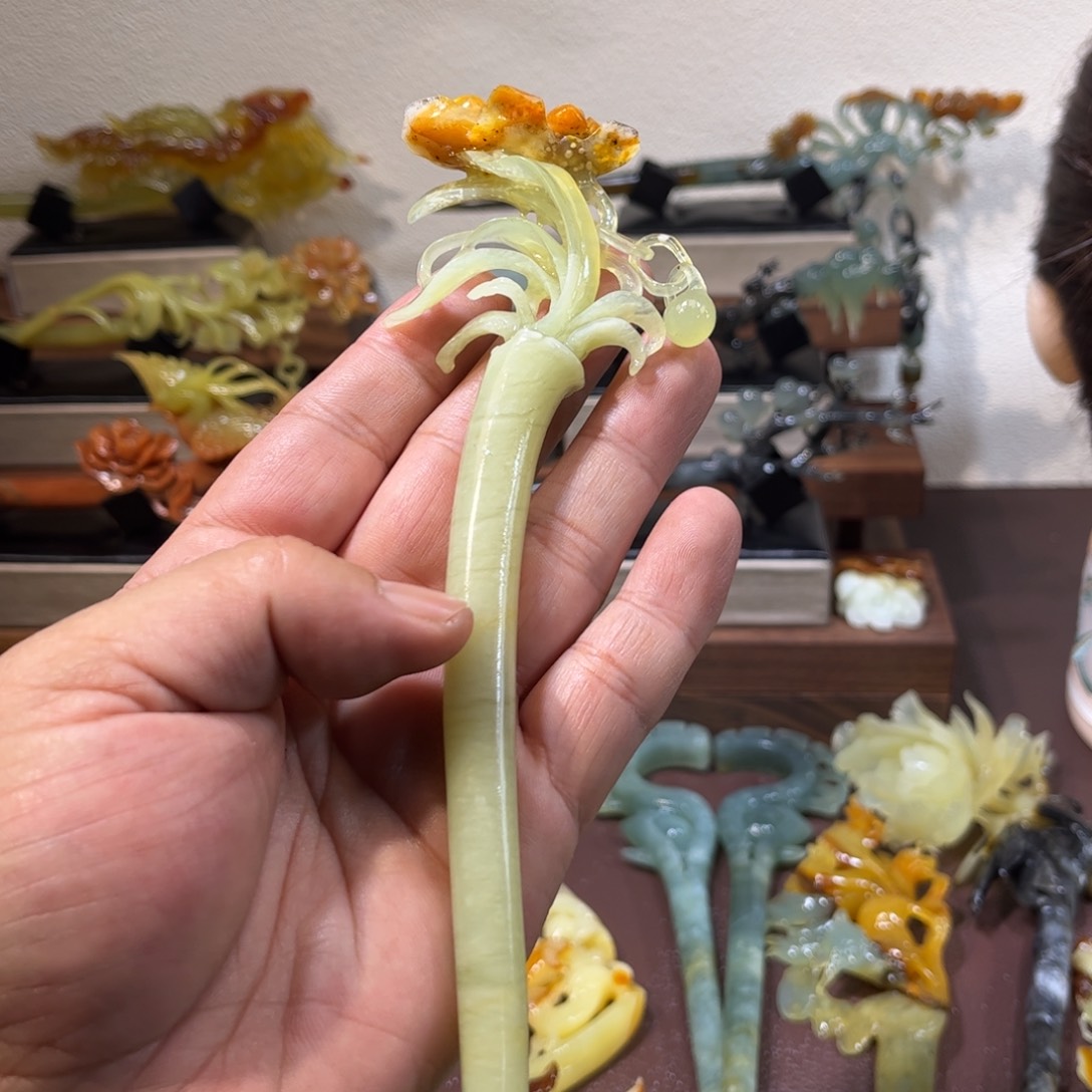 蛇纹石玉发簪合金