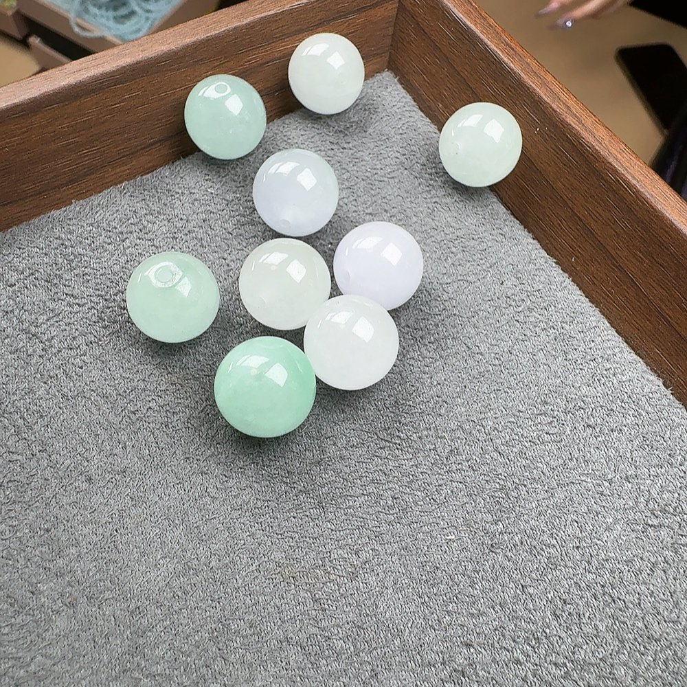 天然缅甸翡翠A货 12.5mm 马卡龙 多样性发一