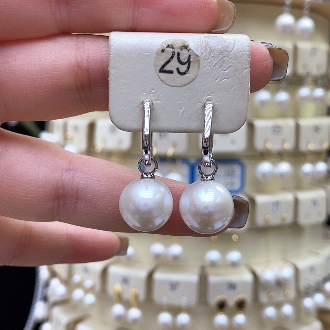 银S925镶嵌耳饰淡水珍珠
