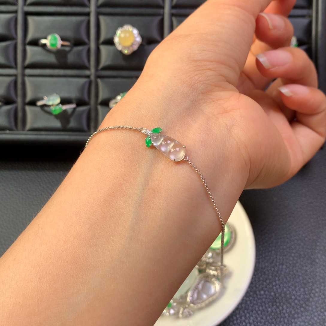 翡翠18K金镶嵌手链