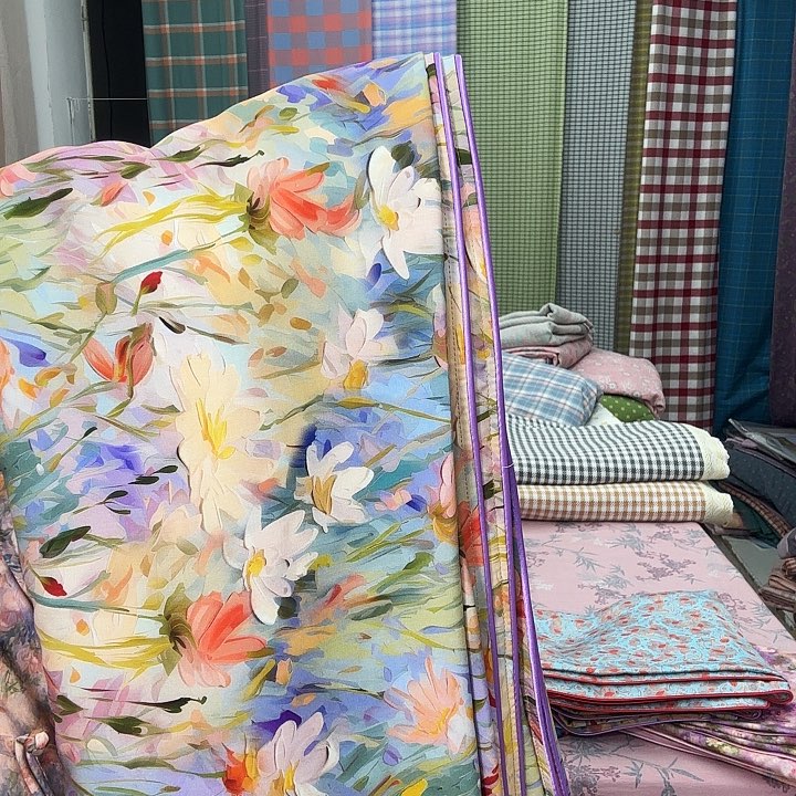 棉莫代尔纤维云锦缎油画小花凉凉被