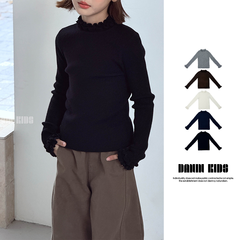 嗒囜【公主贵气】双层荷叶边 袖口｜领口绵羊毛混纺女童秋冬针织毛衣