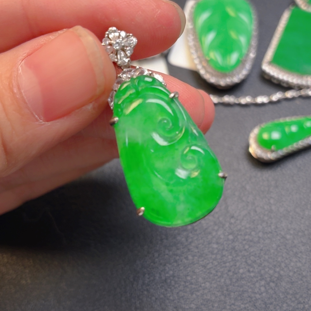 翡翠银S925镶嵌吊坠(不含链)