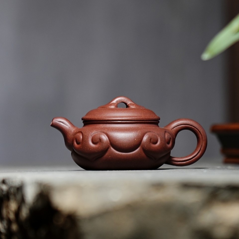 正宗宜兴原矿老紫泥手工仿古如意紫砂壶150cc功夫茶具泡茶