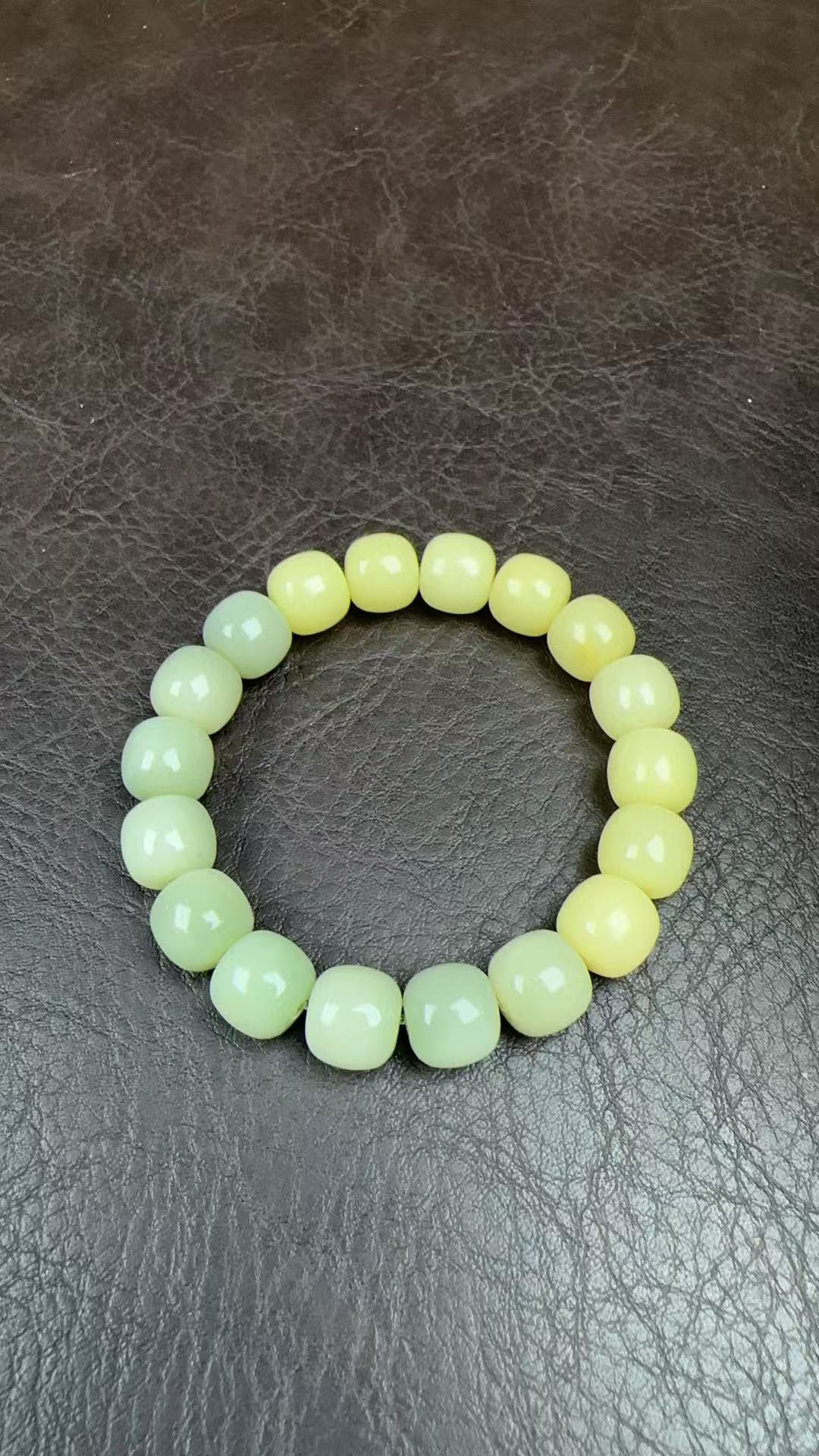 2895 黄绿菩提双拼单圈12mm手串qx2895 （无礼盒）