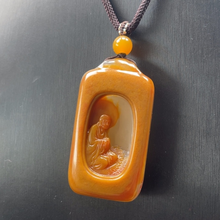 石英质玉（黄龙玉）合金颈饰