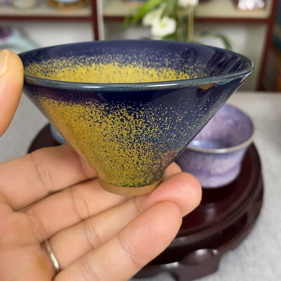 杯钧瓷主人杯斗笠杯原矿窑变