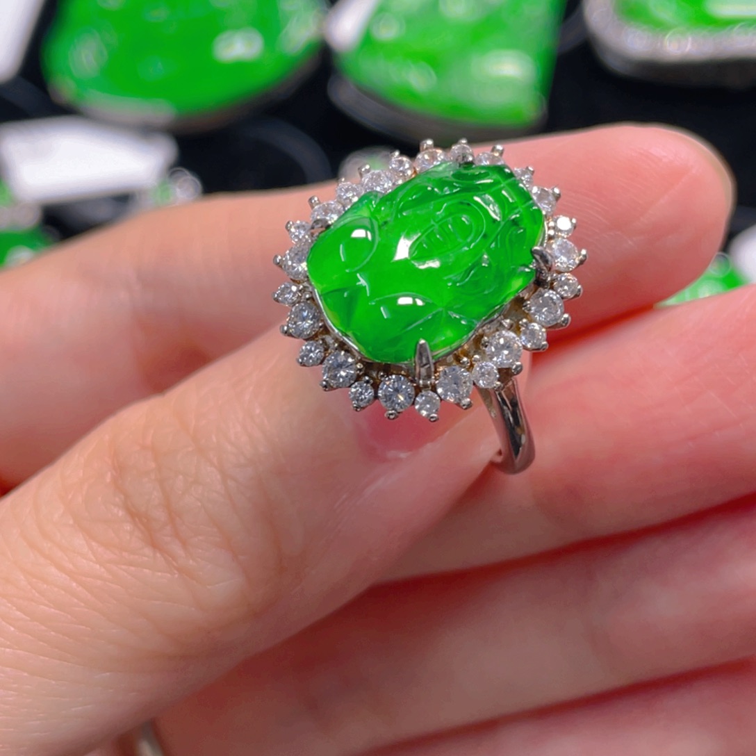 翡翠戒指银S925镶嵌